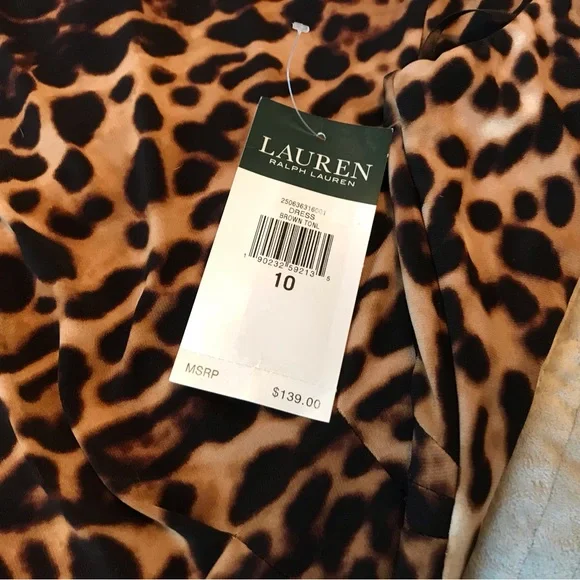 Ralph Lauren Leopard Print Keyhole Midi Dress - Picture 7 of 8